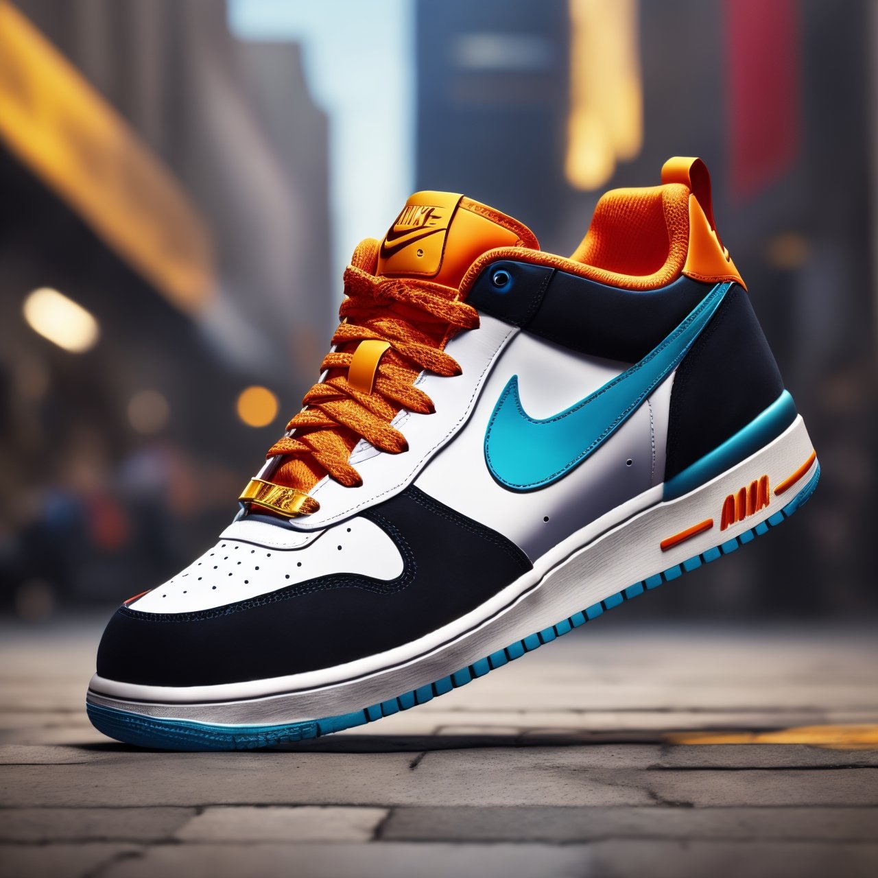 (Concept design sneakers), (in a commercial style), (crafted to be cinematic and photorealistic), showcasing every detail with precision and flair. These sneakers are a visual masterpiece, ready to captivate any audience.