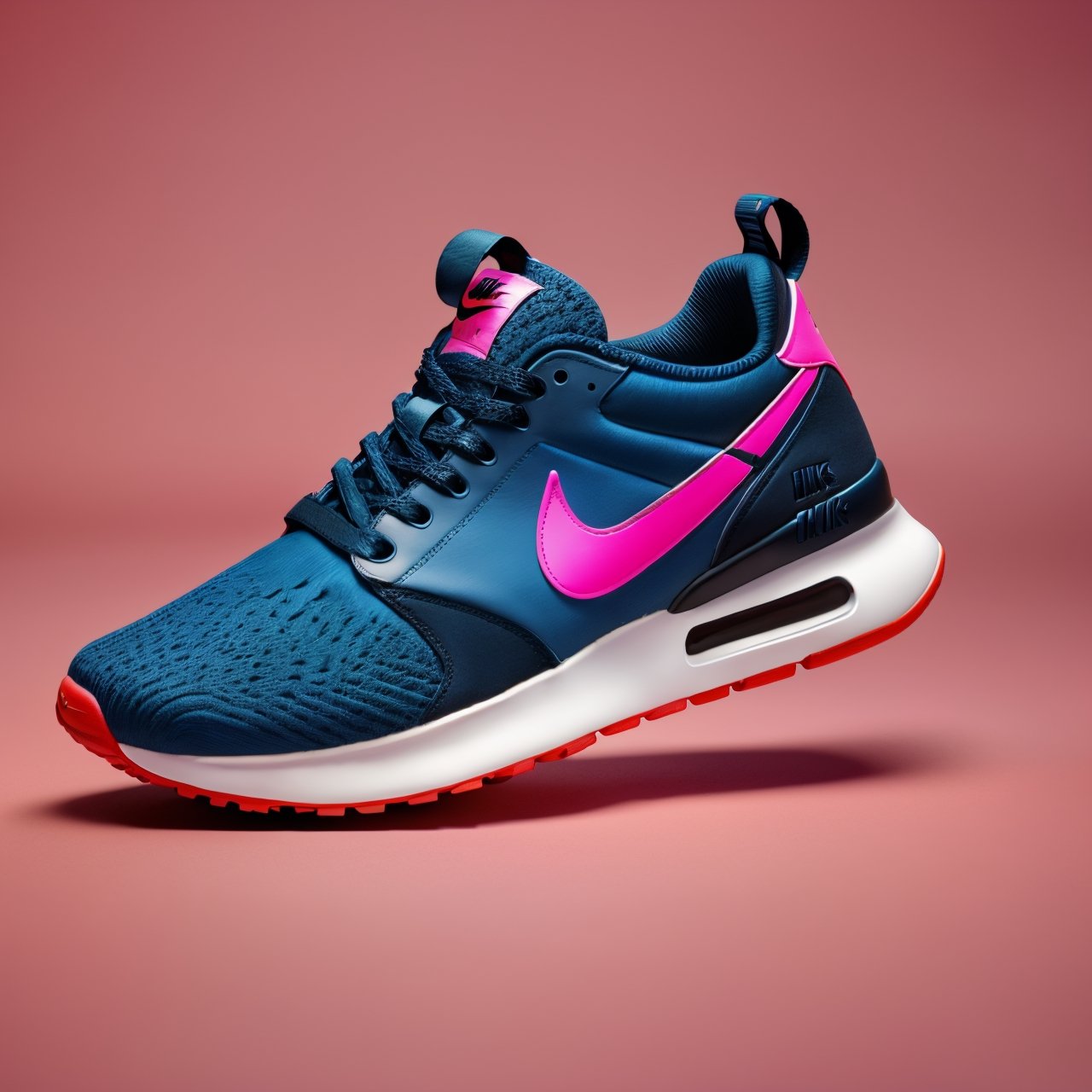 (Studio photography),(Concept design),(Featuring Sneakers with a unique design),(captured in a commercial style),(against a vibrant pink background),(In a cinematic composition, photorealistic in 8K).