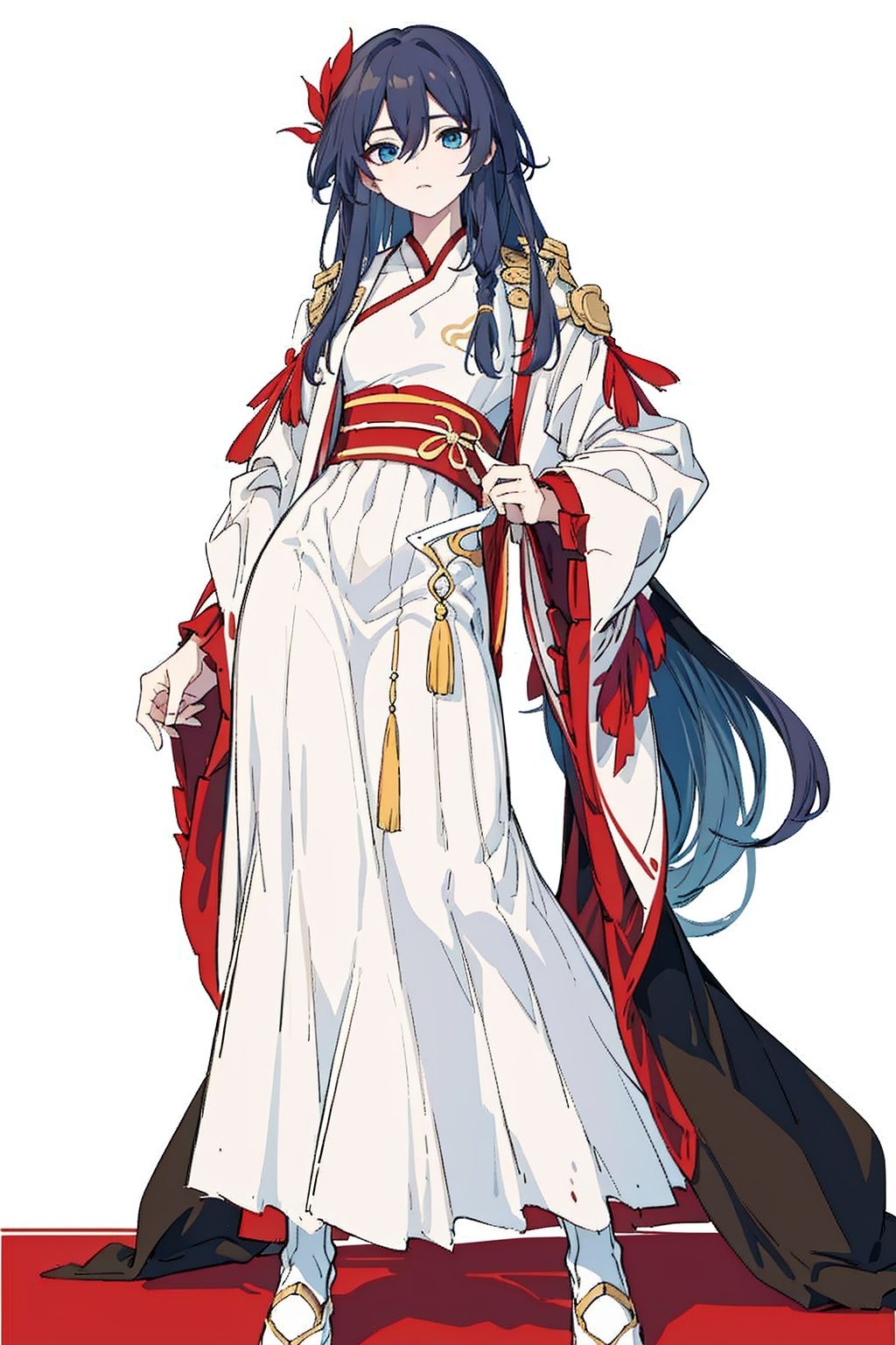  (masterpiece:1.3),(the best quality:1.2),(super fine illustrations:1.2),(Masterpiece),high quality,high detail,(white background:1.2),looking at viewer,(SOLO:1.4),outline,simplebackground,, coat,fu hua,chinese clothes,hakama skirt,hanfu,dress,hair between eyes,multicolored hair,hair ornament,wide sleeves,very long hair,low-tied long hair,long hair,bird,blue eyes,