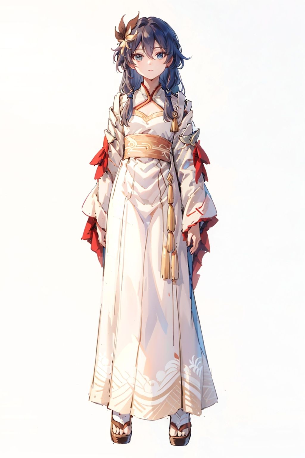 (masterpiece:1.3),(the best quality:1.2),(super fine illustrations:1.2),(Masterpiece),high quality,high detail,(white background:1.2),looking at viewer,(SOLO:1.4),outline,simplebackground,, coat,fu hua,chinese clothes,hakama skirt,hanfu,dress,hair between eyes,multicolored hair,hair ornament,wide sleeves,very long hair,low-tied long hair,long hair,bird,blue eyes,