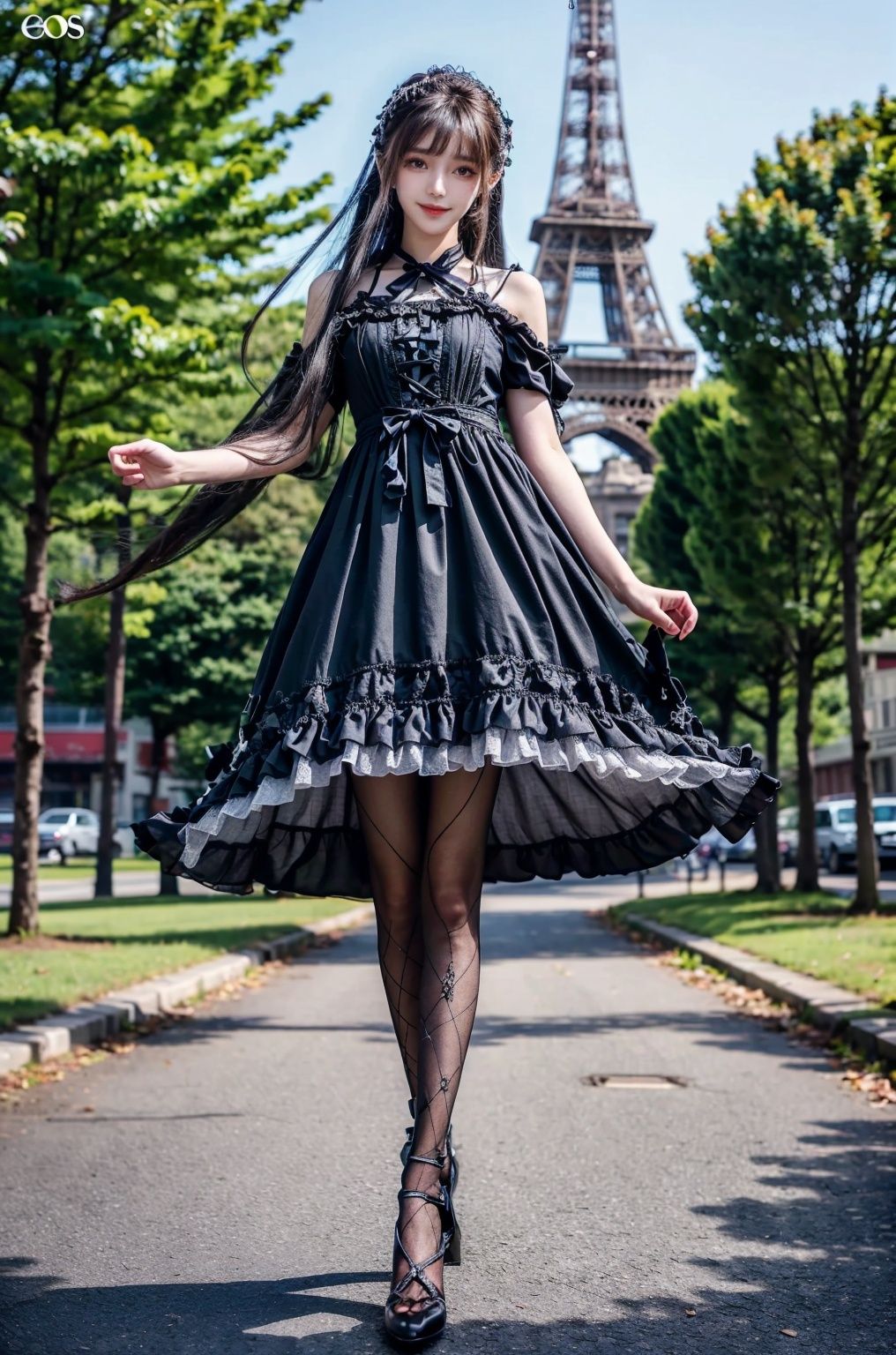  (Good structure), HDR, UHD, 8K, A real person, Highly detailed, best quality, masterpiece, 1girl, realistic, Highly detailed, (EOS R8, 50mm, F1.2, 8K, RAW photo:1.2), ultra realistic 8k, (best illumination, best shadow, extremely delicate and beautiful), (official art, beautiful and aesthetic:1.2), solo, 1girl, , long hair, Wind, flowing hair, kind smile, , pose for picture, , looking_at_viewer, , perfect body,
full body, long hair, Wind, flowing hair, kind smile, , pose for picture, , looking_at_viewer, , perfect body,
lack pantyhose, xiaowu,argylelegwear,argyle,lolidress,dress,purple dress,Eiffel Tower background,Perfect details,Complex lace,lace