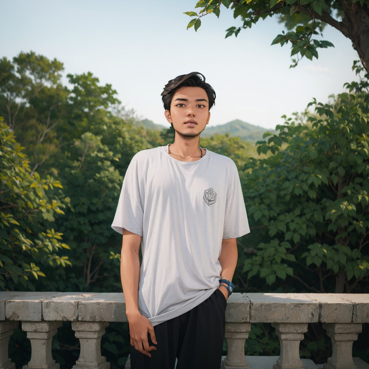 hair,  outdoor background,  male on Tensor.Art
