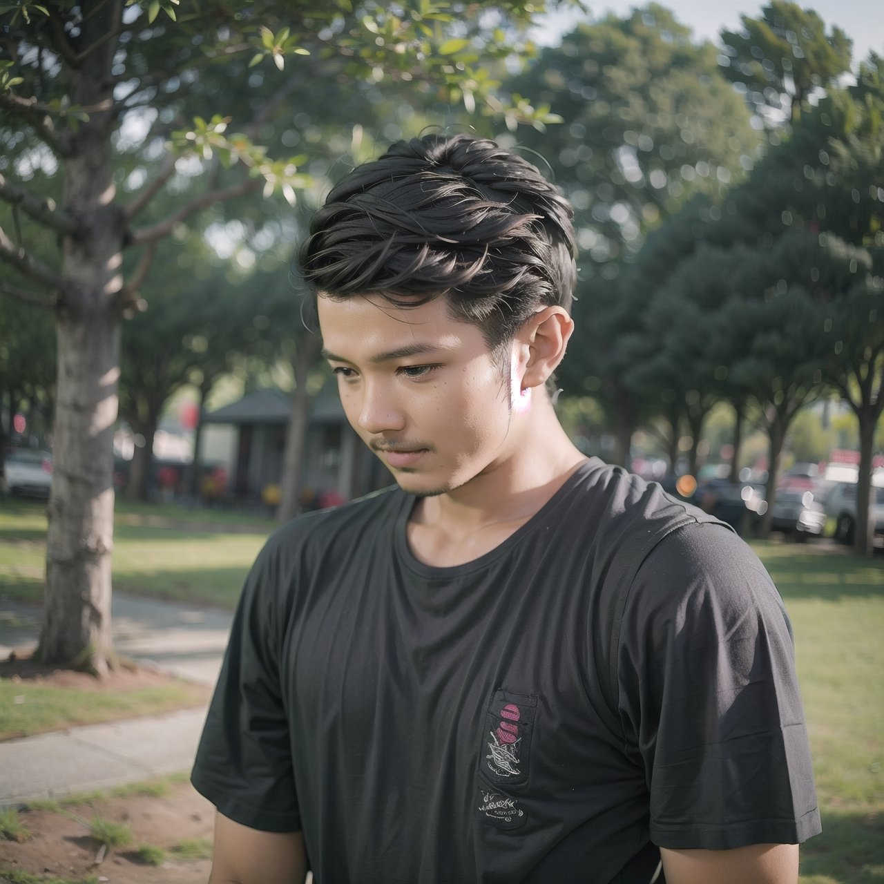 hair,  outdoor background,  male on Tensor.Art