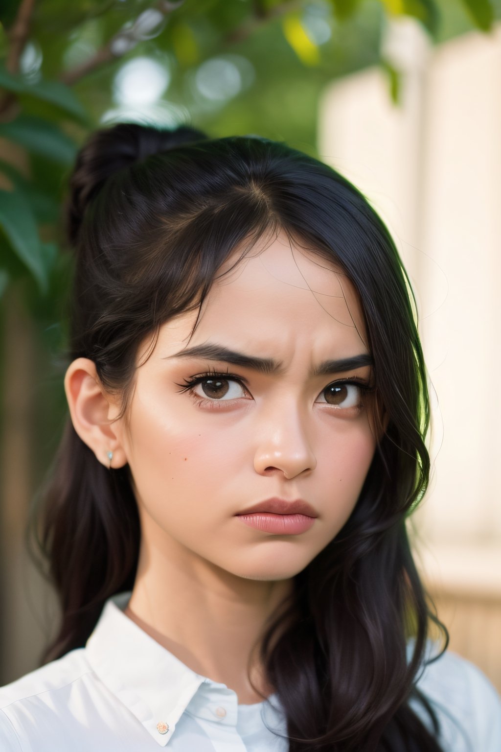Girl,  frowning eyebrows,  suspicious look on Tensor.Art
