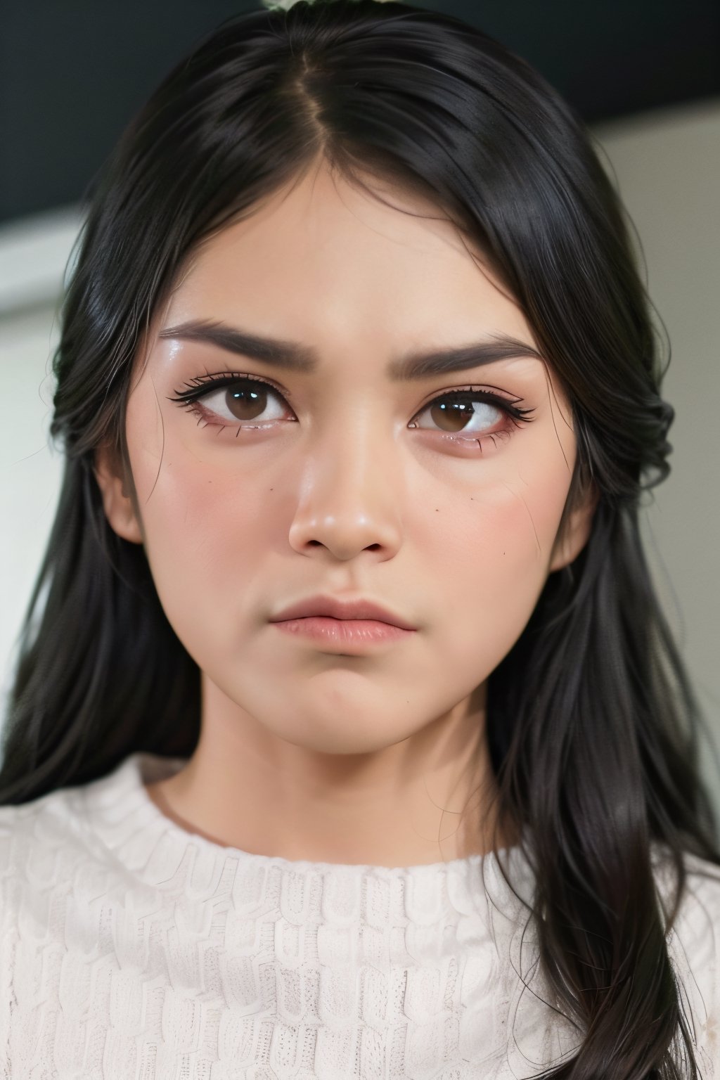 Girl,  frowning eyebrows,  suspicious look on Tensor.Art