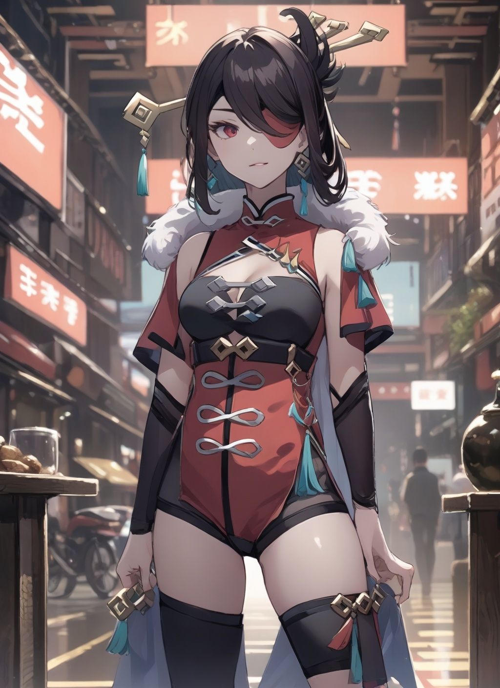 <lora:beidou:1>,beidou, 1girl, square-leg 
