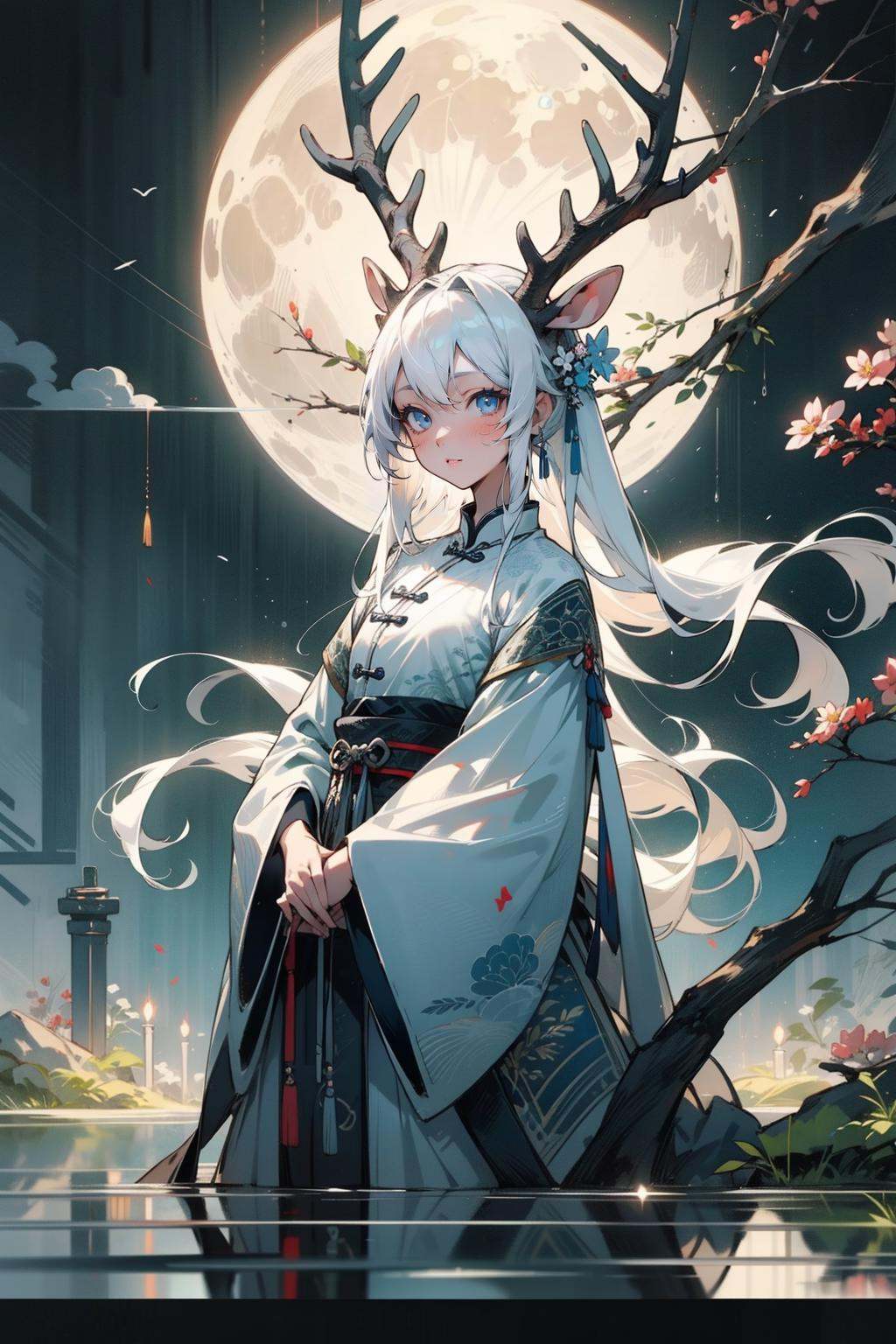 1girl,  chinese clothing,  flower on Tensor.Art