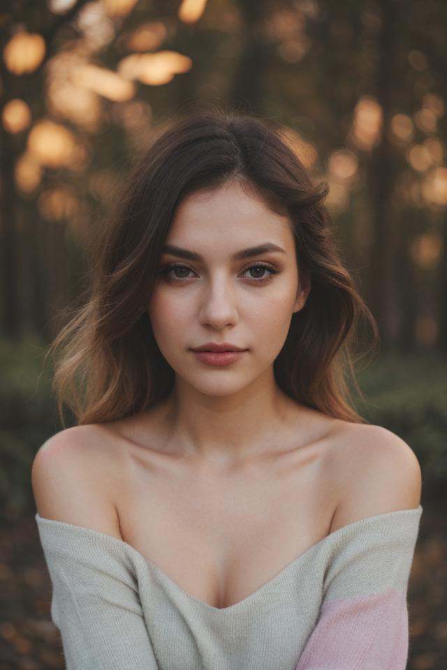 a beautiful woman looking into camera,  shoulder,  half body portrait on Tensor.Art