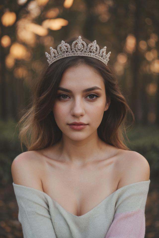 wearing intricate detailed silver crown on Tensor.Art