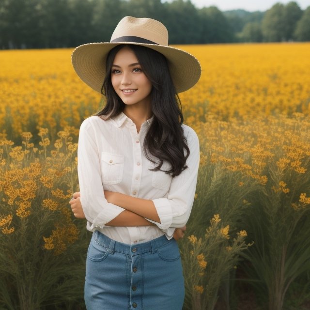 (Blonde hair),  flower_field,  22 year old woman on Tensor.Art