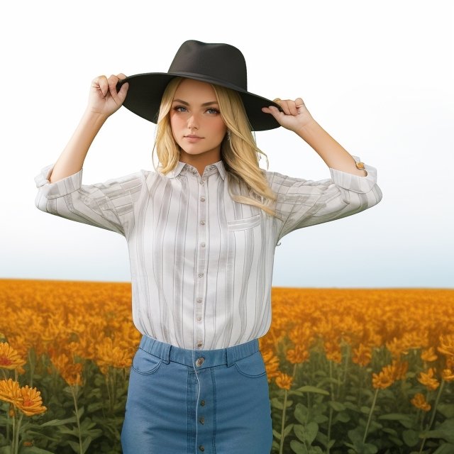 (Blonde hair),  flower_field,  22 year old woman on Tensor.Art