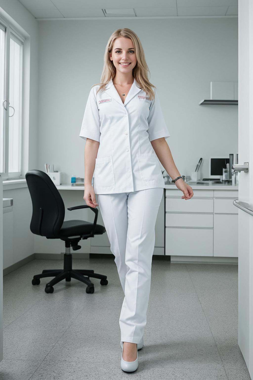 photo full-body portrait of a cute german woman \Stefanie Hinze\ as a dentist on Tensor.Art
