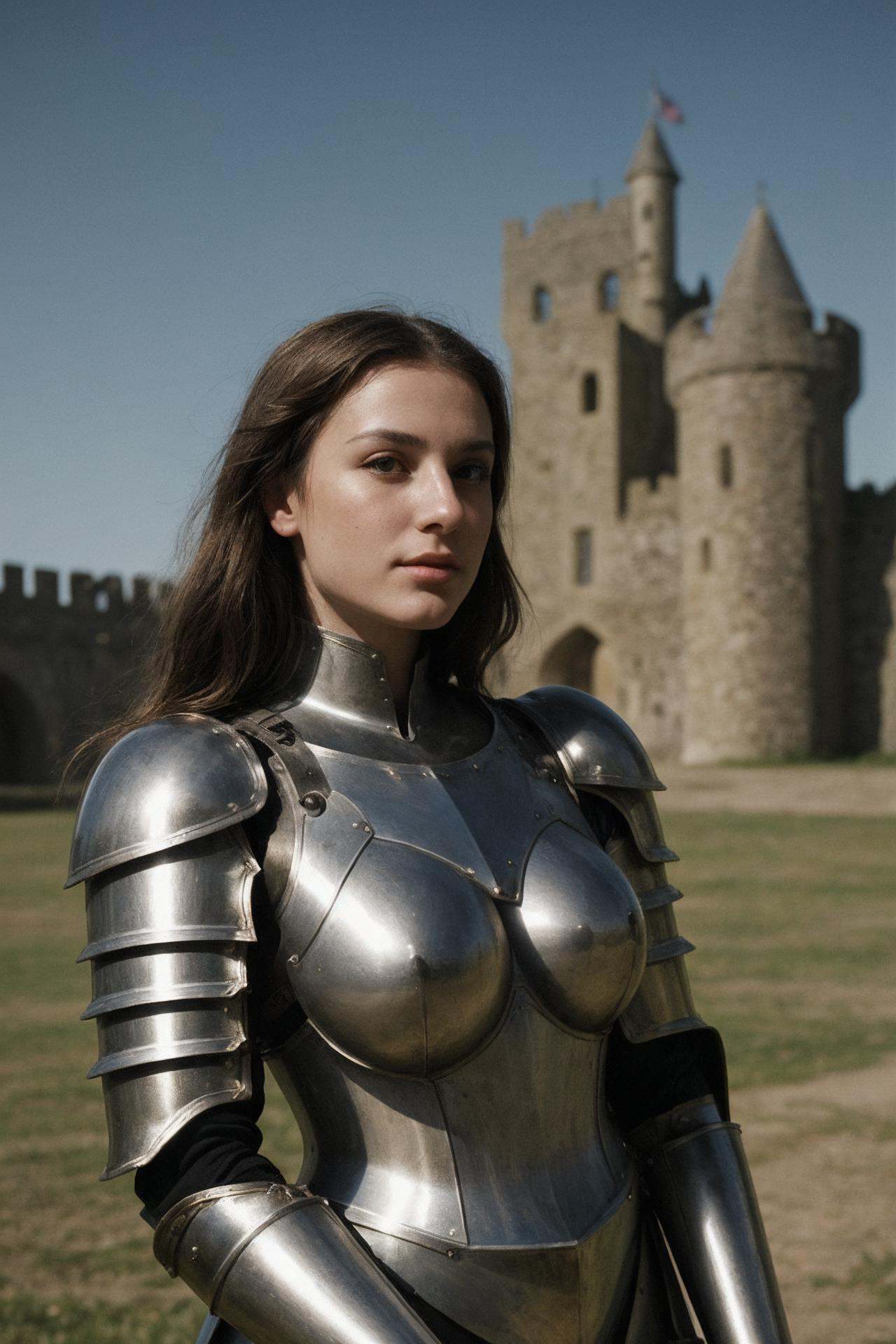 portrait of the most beautiful woman in the world,  (medieval armor),  metal reflections on Tensor.Art
