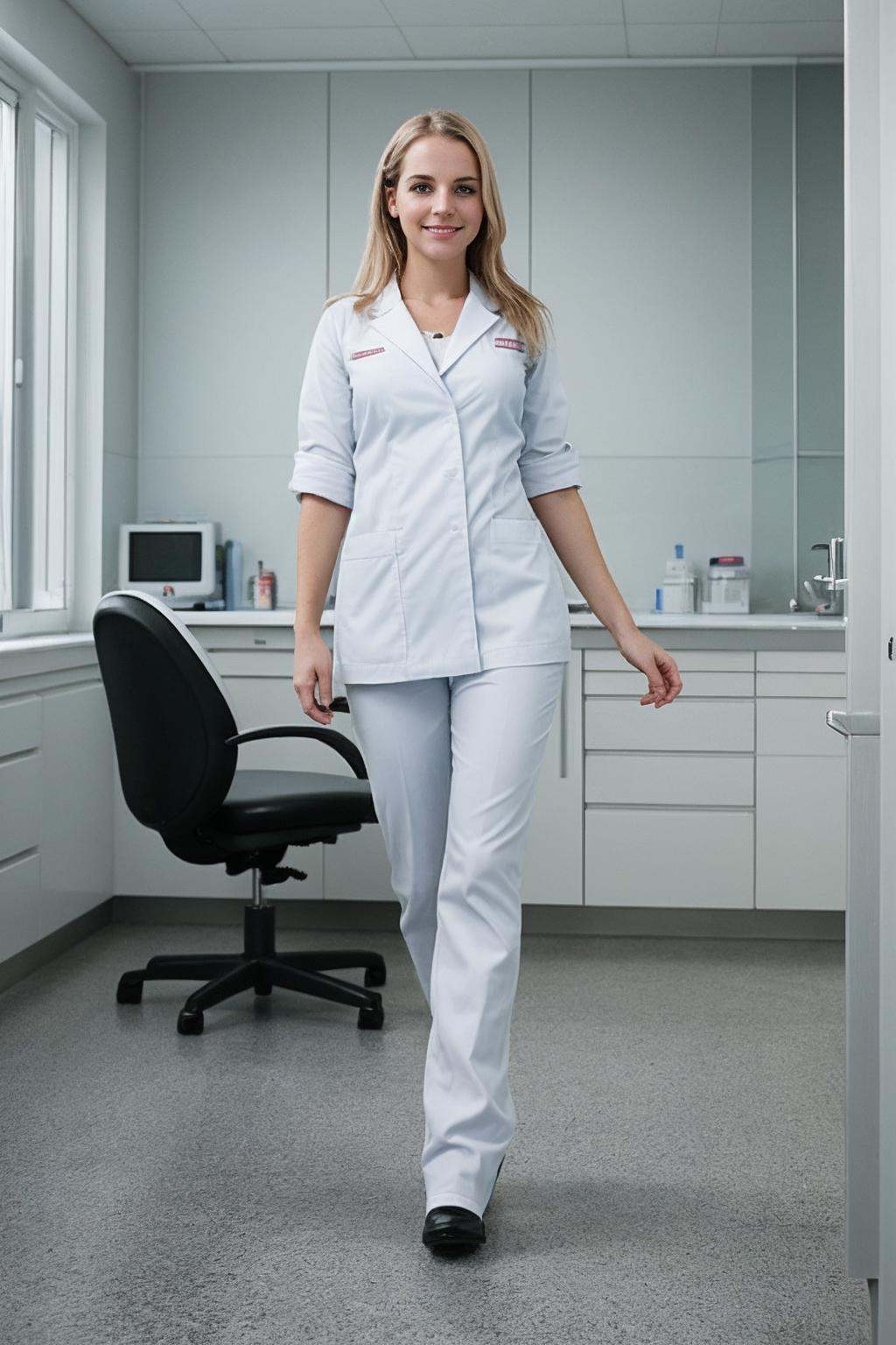 photo full-body portrait of a cute german woman \Stefanie Hinze\ as a dentist on Tensor.Art