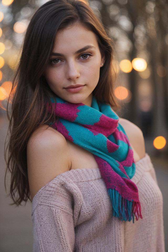 wearing colorful scarf on Tensor.Art