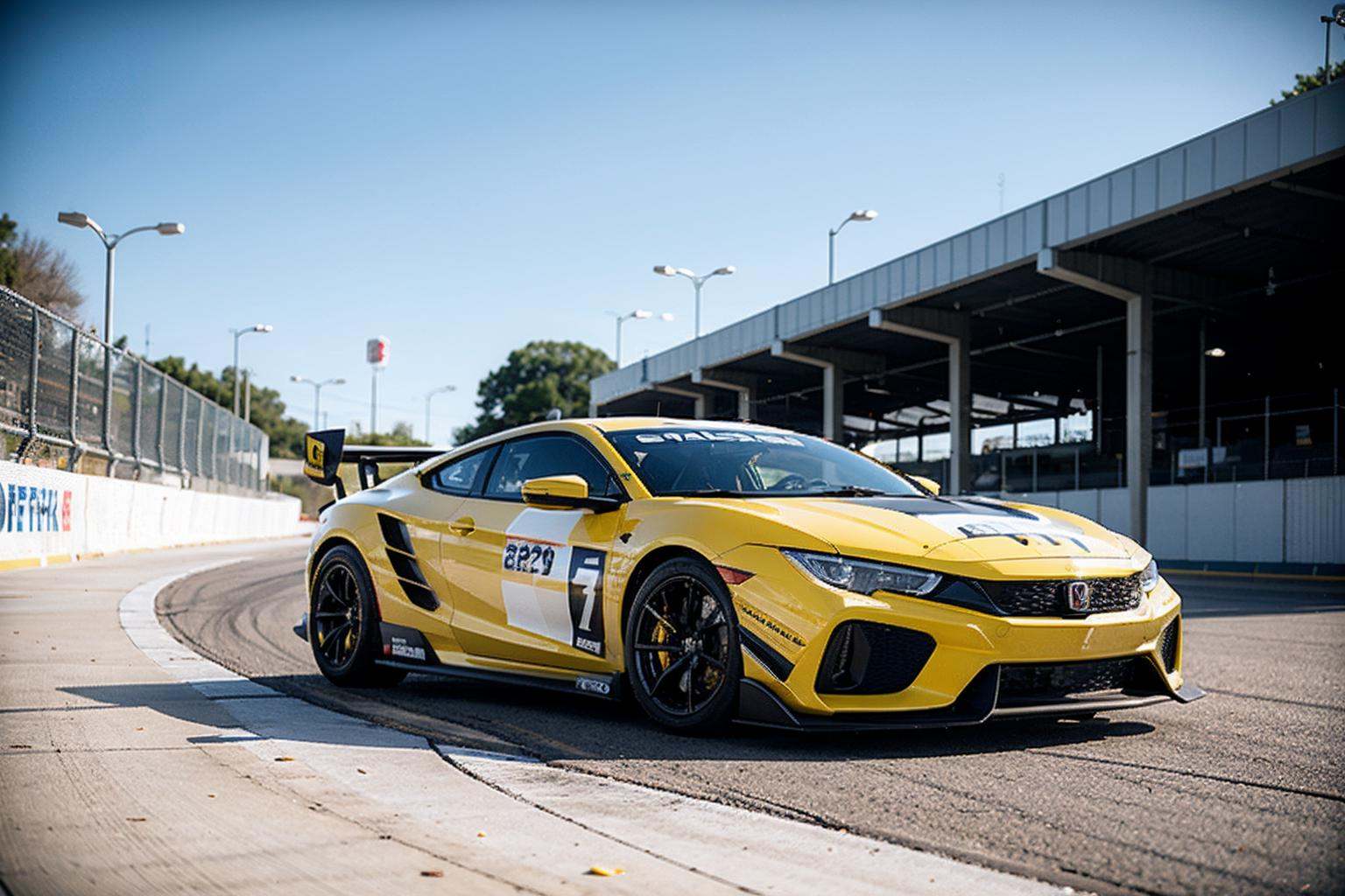 yellow supercar,  like honda civic,  raytracing on Tensor.Art