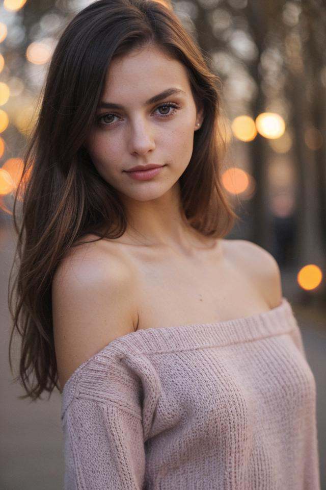 photo of a beautiful woman looking into camera,  shoulder,  half body portrait on Tensor.Art