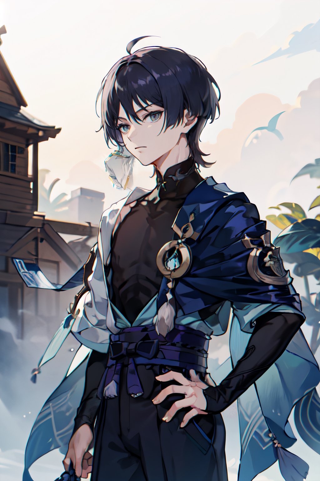 1boy,  wanderer,  navy_hair on Tensor.Art