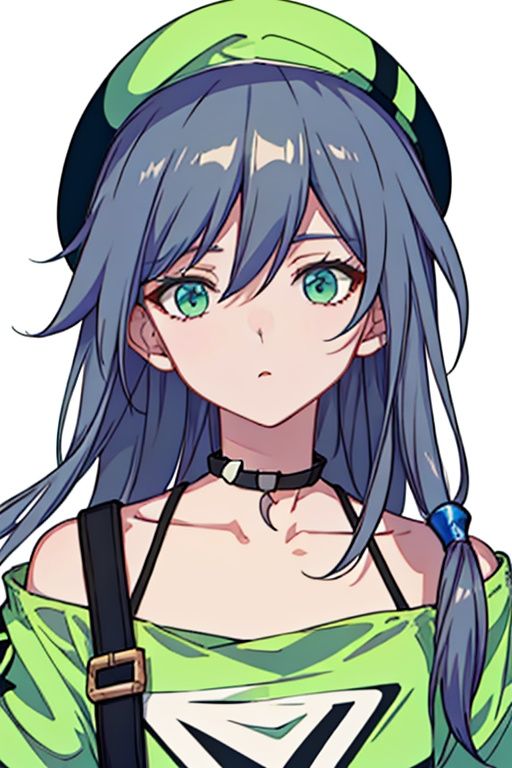 (masterpiece:1.3),(the best quality:1.2),(super fine illustrations:1.2),(Masterpiece),high quality,high detail,(white background:1.2),looking at viewer,(SOLO:1.4),outline,simple background,<lora:符华-春风2.0:0.8>, belt,shorts,bag,shoes,off shoulder,watch,choker,sunglasses,button badge,collarbone,t-shirt,multicolored hair,black choker,black pants,wristband,off-shoulder shirt,bangs,hair flaps,hair between eyes,grey hair,fu hua,green shirt,sneakers,short sleeves,