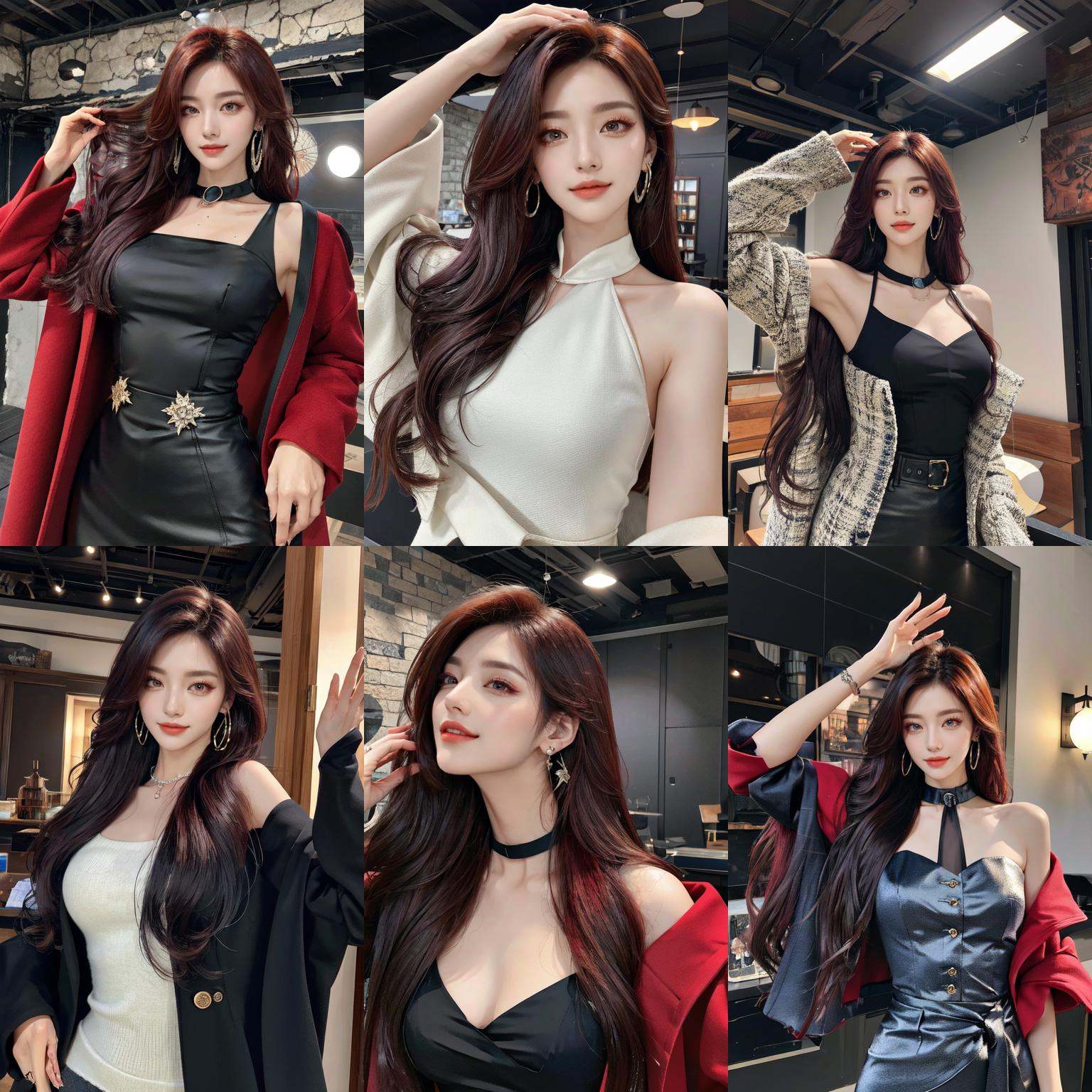 (otherworldly, otherworldly atmosphere, otherworldly appearance), highly insanely detailed, masterpiece, top quality, best quality, highres, 4k, 8k, RAW photo, (long_hair, long hair), collar, earrings, jewelry, (random colors cloth, random colors hair, random long hair, dynamic hair, glowing hair), long hair, eyeliner, makeup, hair over one eye, (dynamic pose), (dynamic weather), 1girl, Silk coats, sexy poses, Brilliant light, upper body, eyelashes, bare shoulders, jewelry, realistic, parted lips, breasts, <lora:时尚服装LORA_v1.0:0.7>, (smiling at viewer), (fantasy world)