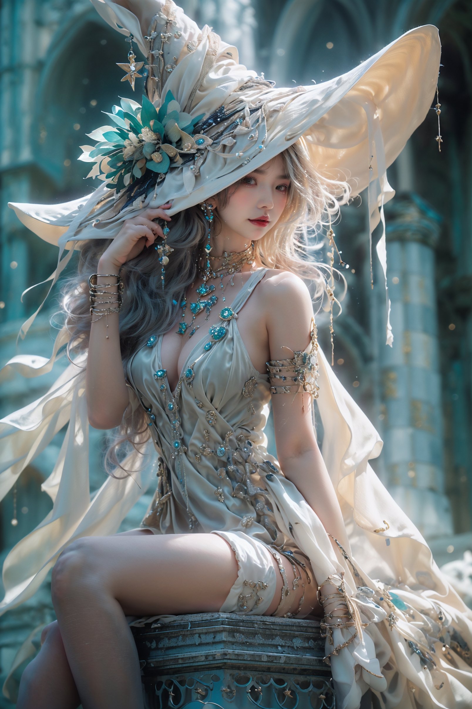 Moon Witch,  1girl,  witch hat on Tensor.Art