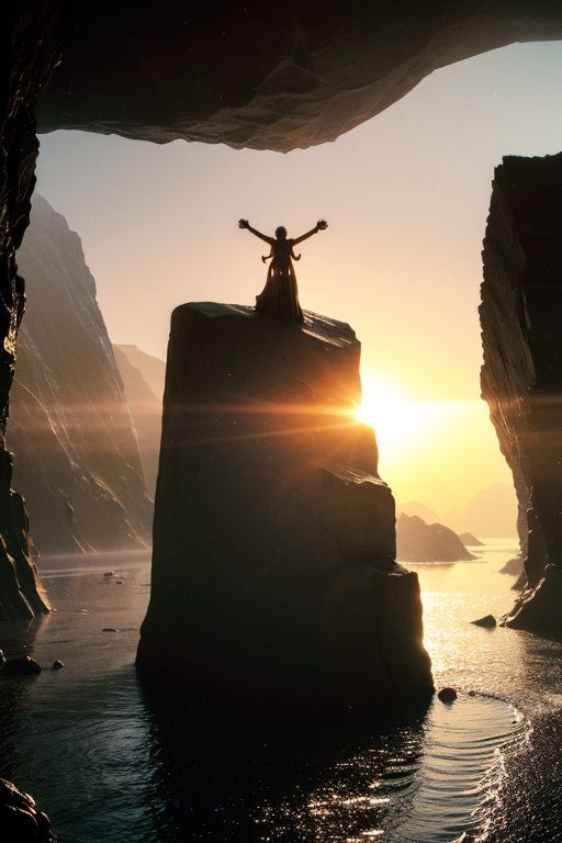 The end of the future,(cave:1.2),rock,(the gods in the sky float in the air:1.4),cross,(radiant cross:1.2),white light,heavenly god,<lora:The end of the future_20231002220509-000004:1>,