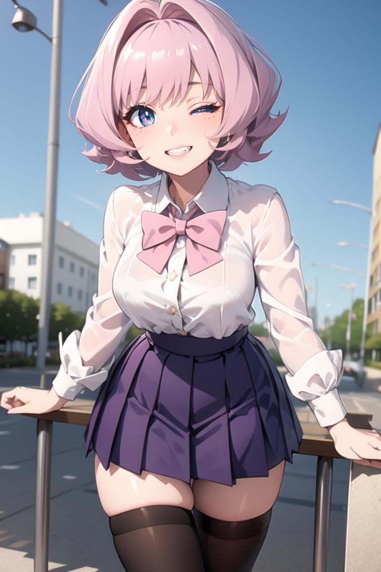 Najimi_KCC,  ? bow 918k? bowtie 215k? itan private high school uniform 628? long sleeves 1.1M? looking at viewer 2.5M? one...