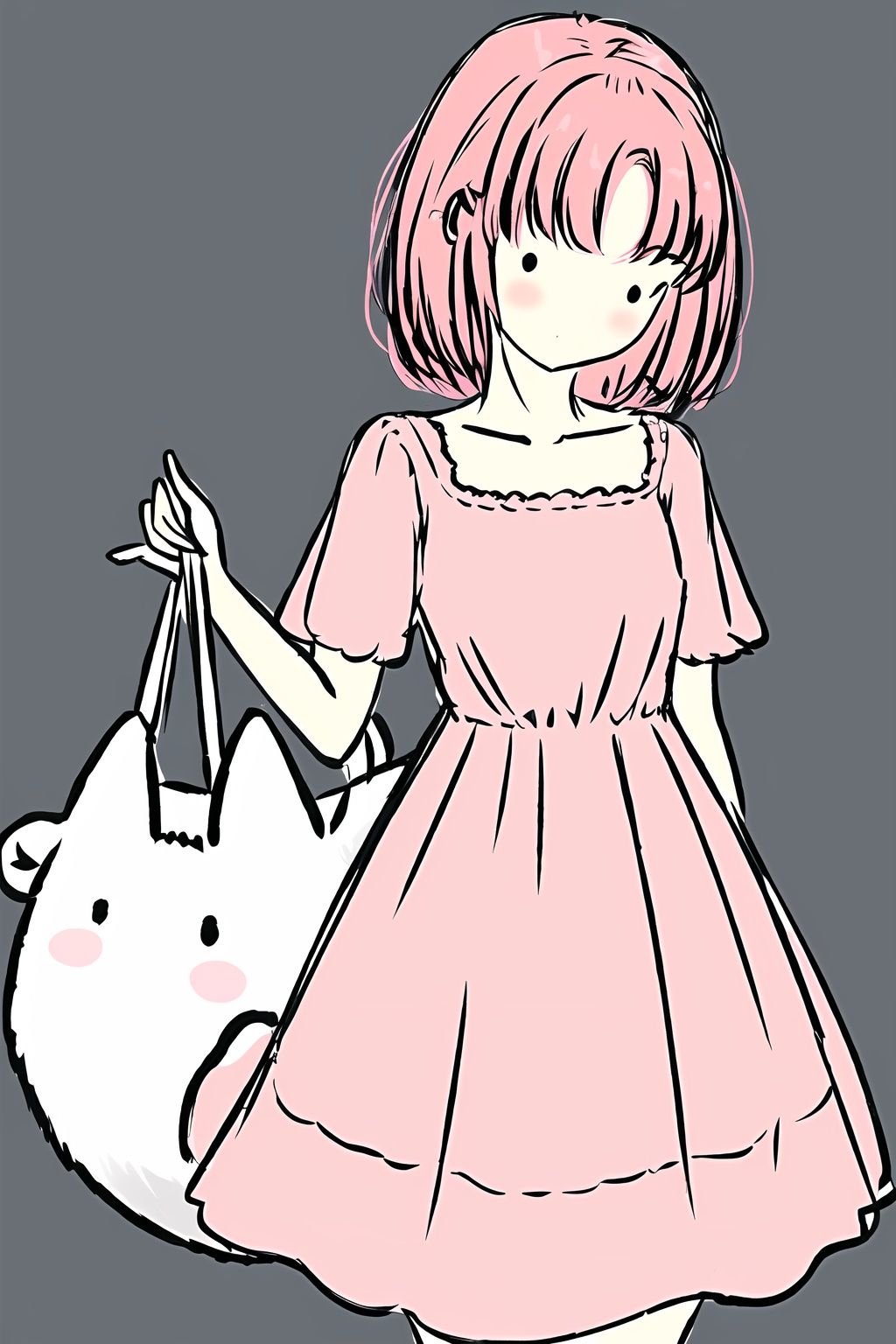 1girl,<lora:little_guy:0.7>,pink dress,