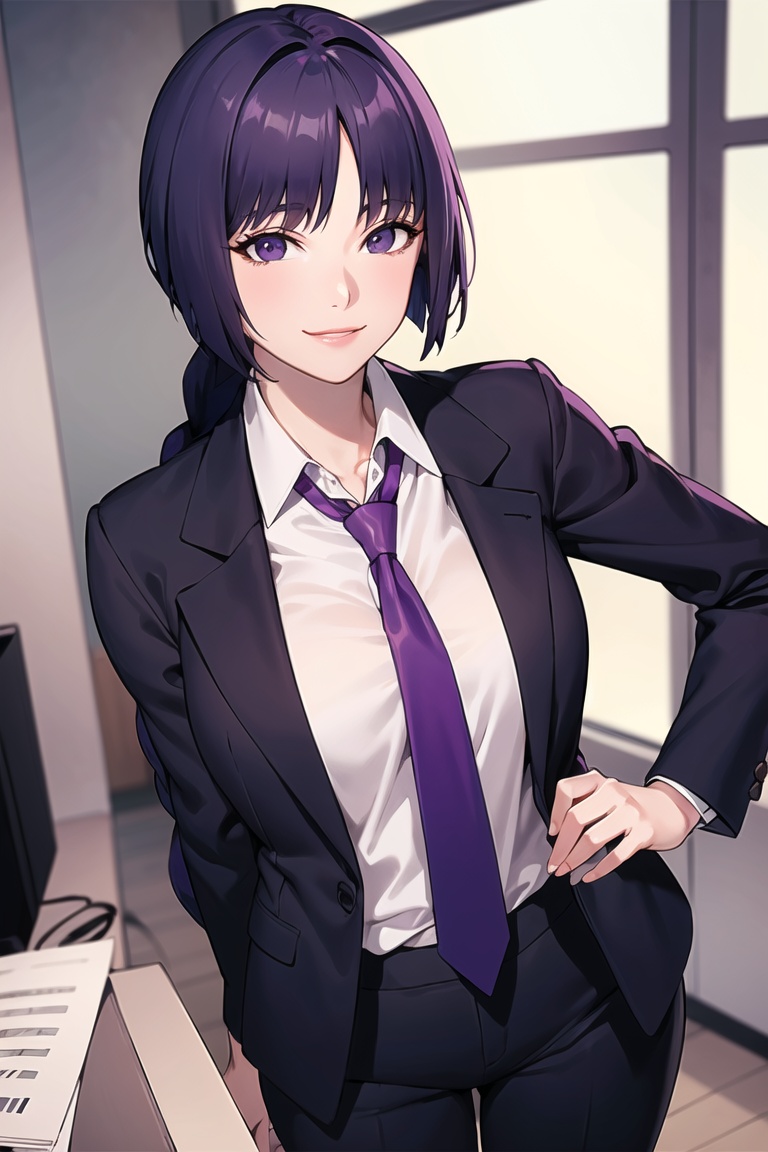 sumire kakei,  purple hair,  (single braid) on Tensor.Art