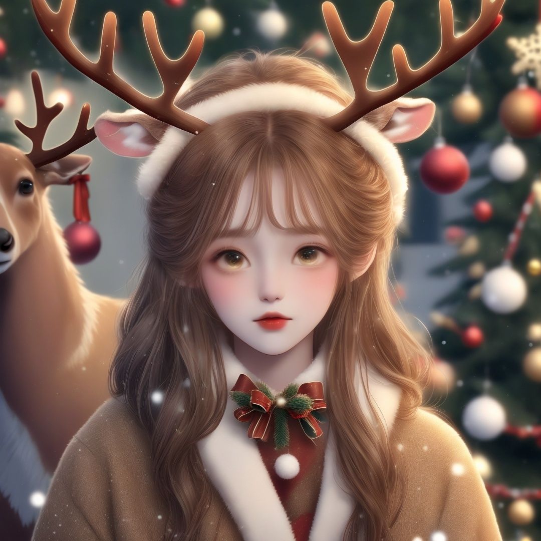  Best quality, 8k, cg,antlers,christmas,fur-trimmed_headwear,reindeer_antlers,
reindeer_costume