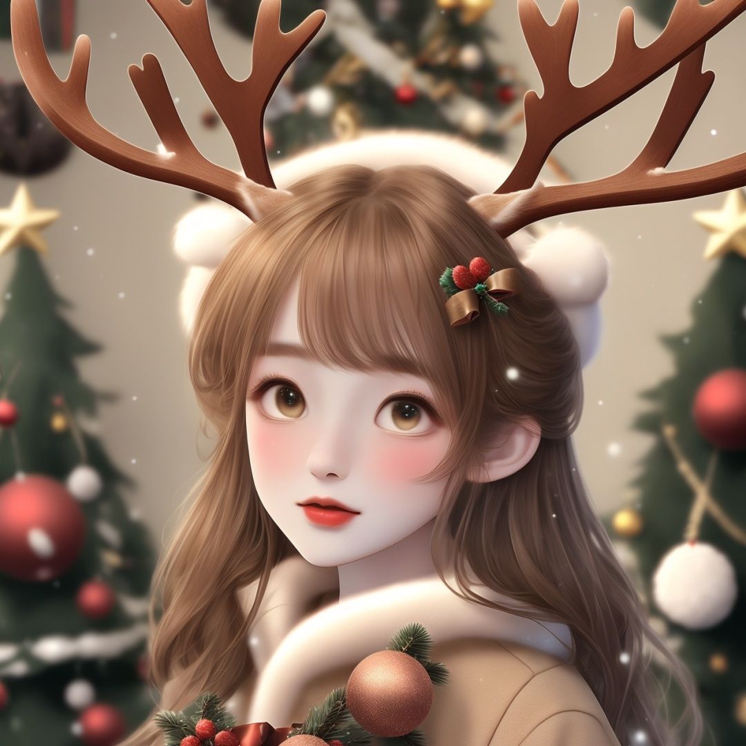  Best quality, 8k, cg,antlers,christmas,fur-trimmed_headwear,reindeer_antlers,
reindeer_costume