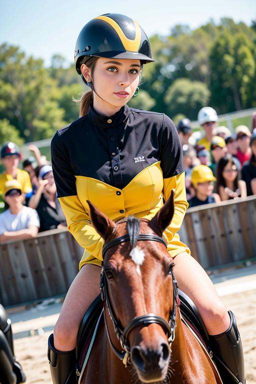 photo of a woman,  ,  yellow equitation_outfit on Tensor.Art