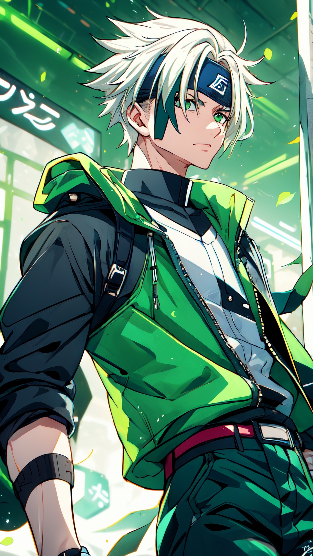 Immerse yourself in the world of Naruto with this prompt: "Illustrate the iconic Naruto anime character Kakashi Hatake,  k...