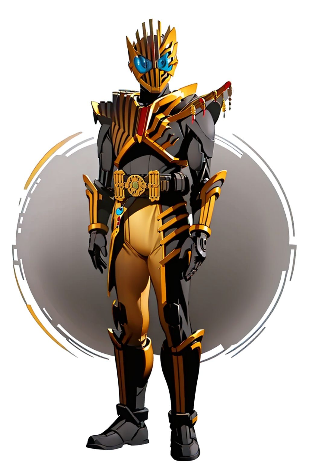 (masterpiece:1.3), (the best quality:1.2), (super fine illustrations:1.2), (Masterpiece), high quality, high detail,((white background:1.2)), looking at viewer, (SOLO:1.4),outline,,simple background,full armor,gauntlets,armor,helmet,mask,shoulder armor,breastplate,epaulettes, fake cover, cover, belt,mecha,gold armor