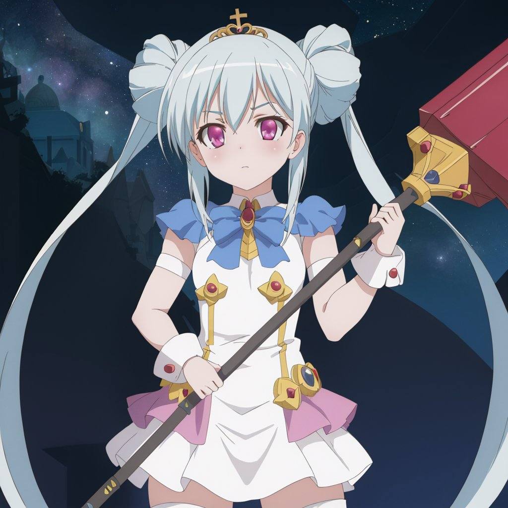 pina_sformkran_estor,  magical girl,  holding hammer on Tensor.Art