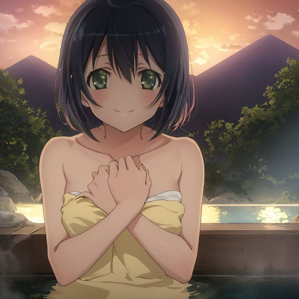 kaede_tenjouji,  green_eyes,  onsen on Tensor.Art