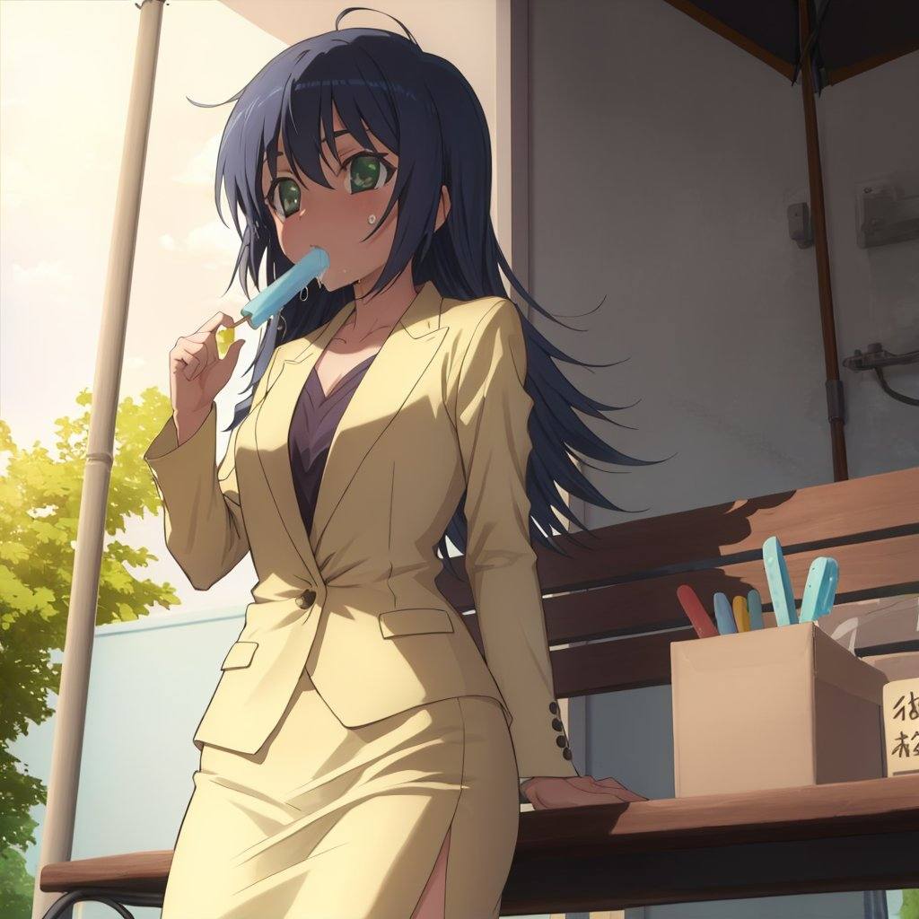 kaede_tenjouji,  green_eyes,  eating on Tensor.Art