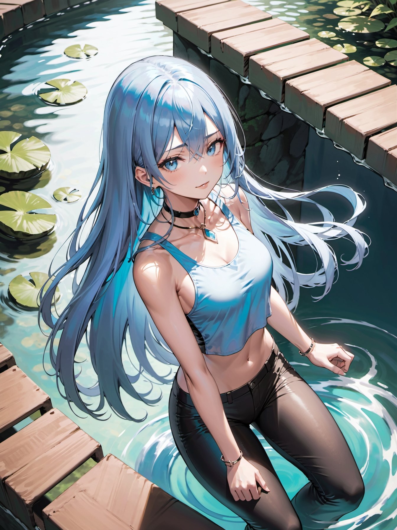 1girl,  solo,  light blue long hair on Tensor.Art