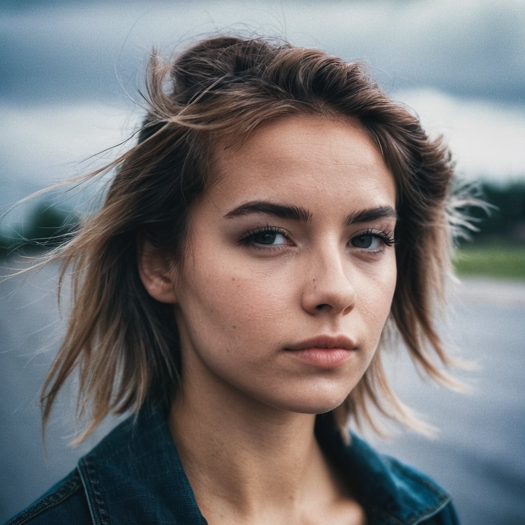 front shot,  portrait photo of a cute 22 y.o woman,  looks away on Tensor.Art