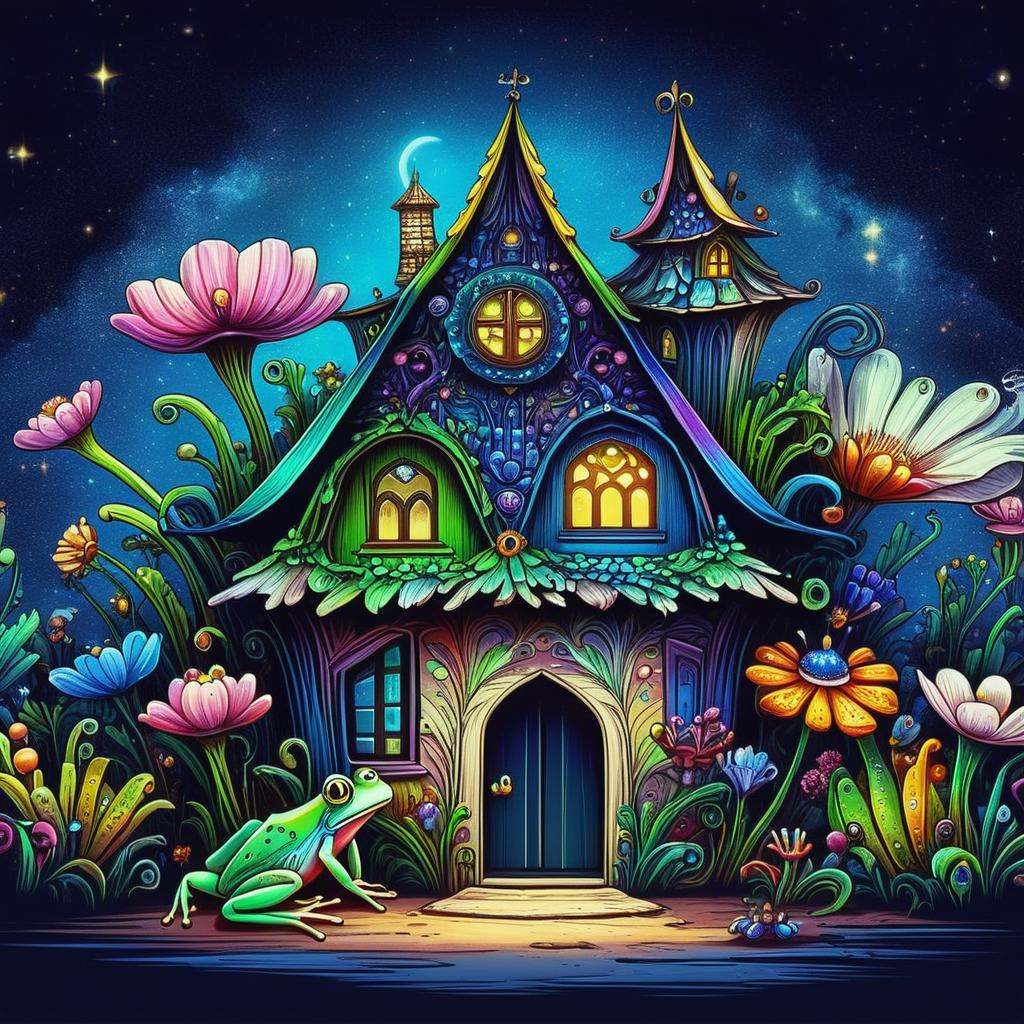 ((best quality)), ((masterpiece)), (hyper detailed),DonMF41ryW1ng5XL  Village Anemone,Frog Croak,Cupboard, <lora:DonMF41ryW1ng5XL:1>