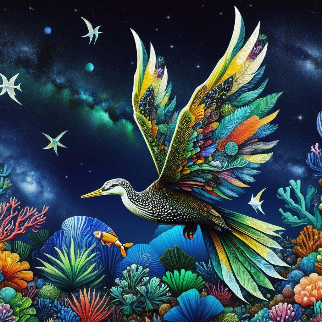 ((best quality)), ((masterpiece)), (hyper detailed),DonMF41ryW1ng5XL Time-Travel Scenarios Wildlife Camouflage,Marine Sanctuary, <lora:DonMF41ryW1ng5XL:1>