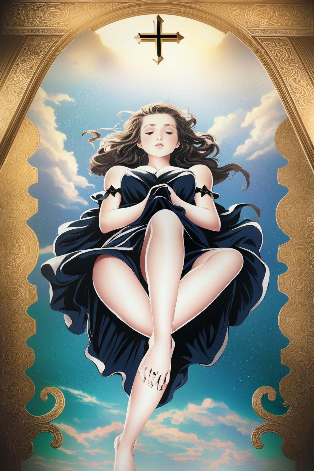 1girl in an art deco church,  high quality,  intricate detail on Tensor.Art