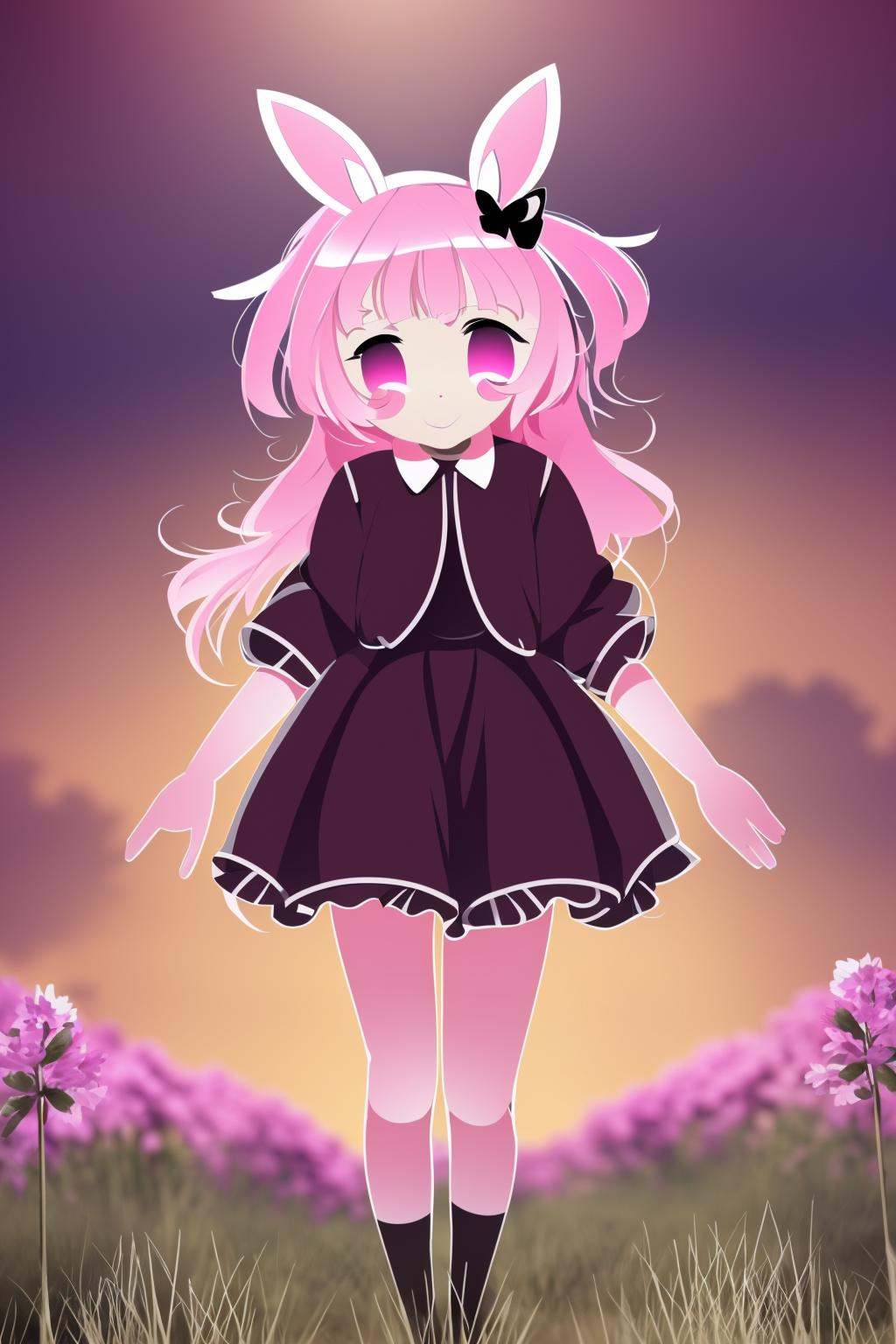 1girl in a pink bunny costume,  a red rabbit-esque hero whose clothes are made out of yarn,  and even an elephant with no...