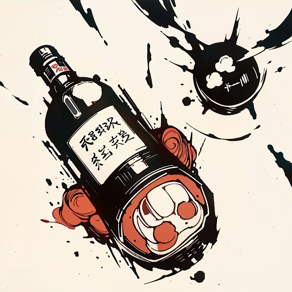 (Laojun:0.8),simple lines,print,black and white woodcut,logo,whisky,<lora:Laojun_woodcut2:0.7>,wine bottle label,illustration,(((ukiyoe))),((sketch)),((japanese_art)),
