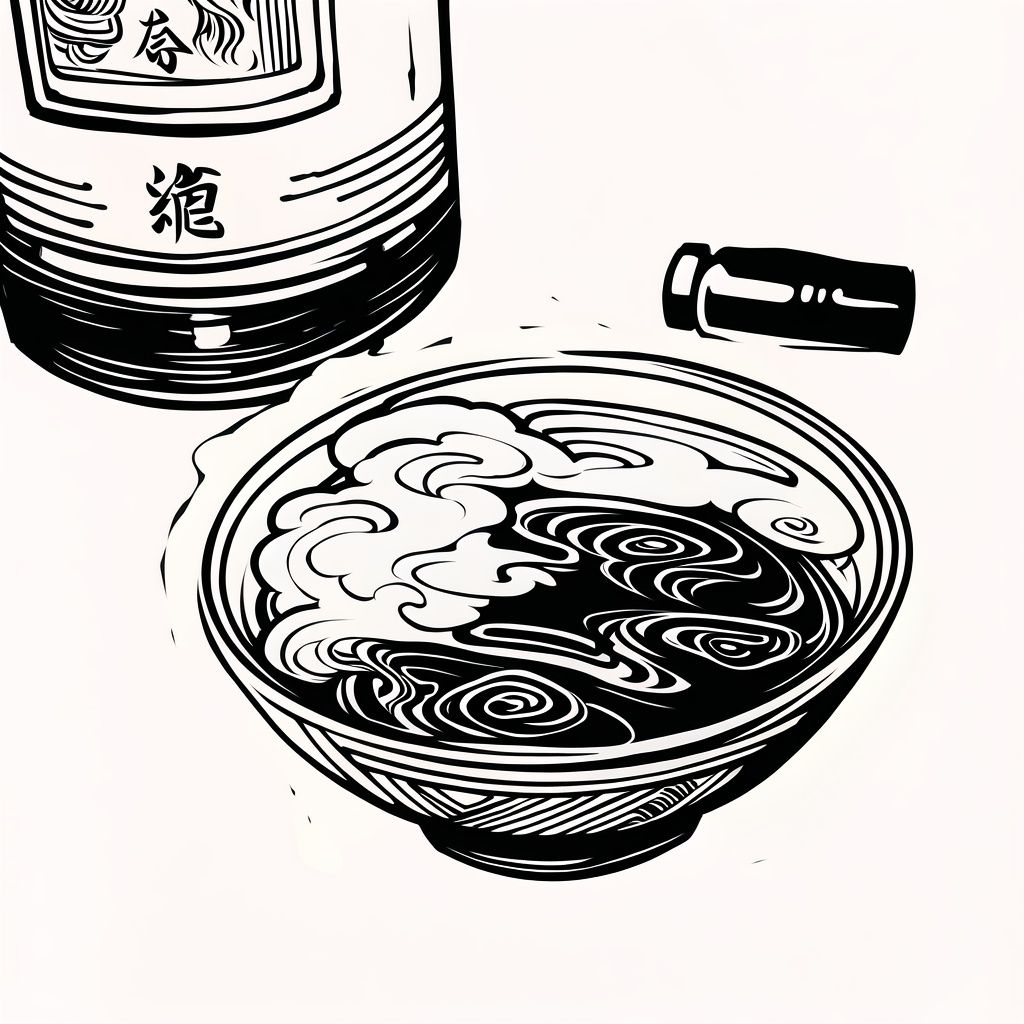 (Laojun:0.8),simple lines,print,black and white woodcut,logo,whisky,<lora:Laojun_woodcut2:0.7>,wine bottle label,illustration,(((ukiyoe))),((sketch)),((japanese_art)),
