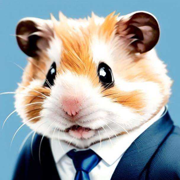 susu,hamster,necktie, formal, suit, blue background, animal focus, no humans, simple background, animal, black necktie, solo, shirt<lora:susu:0.8> 