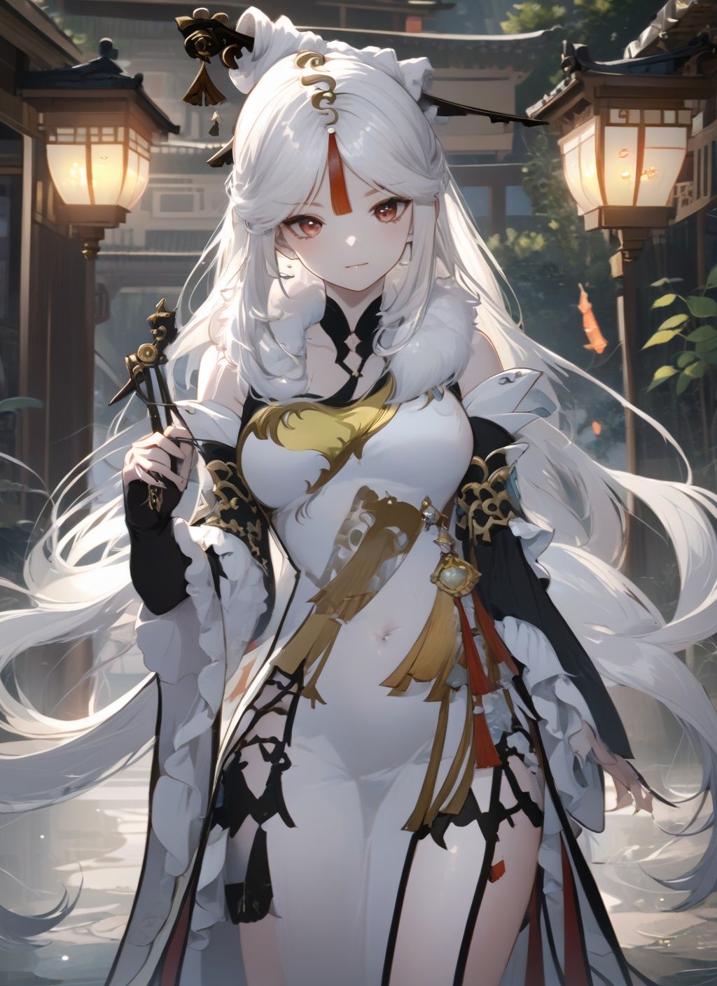 (masterpiece, best quality:1.2), <lora:ningguang:1> ningguang,white hair, 