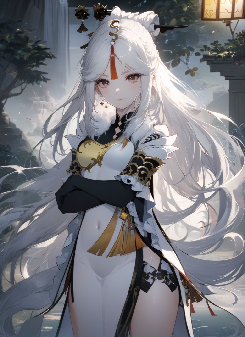 (masterpiece, best quality:1.2), <lora:ningguang:1> ningguang,white hair, 