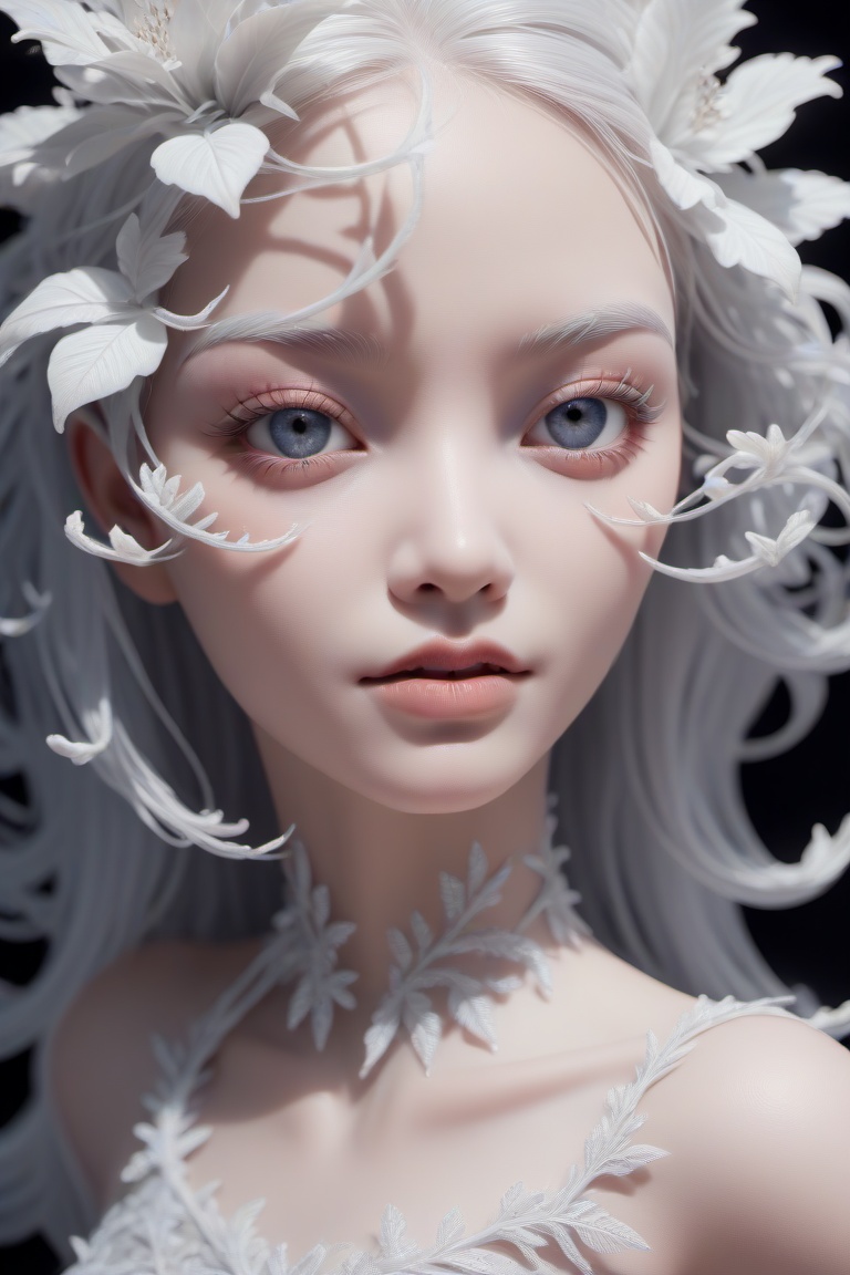 Ghostly woman,  extremely white skin,  albino hair by Goofy Ai on Tensor.Art