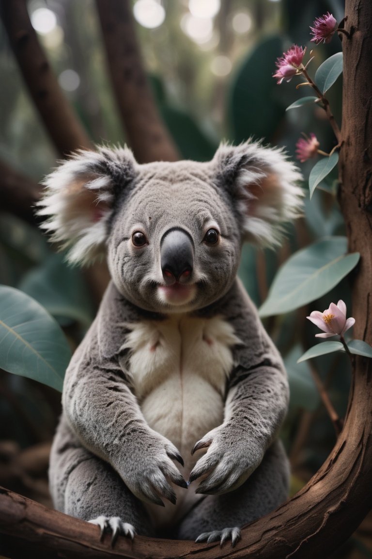 photograph,  Mythical Koala,  roots in background on Tensor.Art